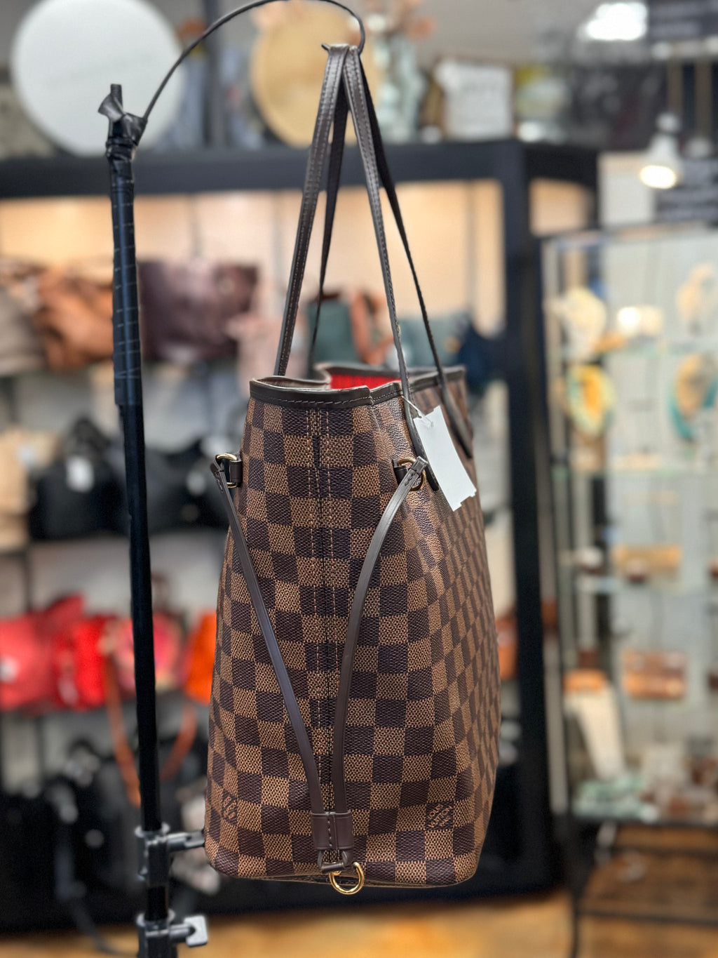 SOLD! LOUIS VUITTON Damier Ebene Canvas Neverfull MM Tote Bag