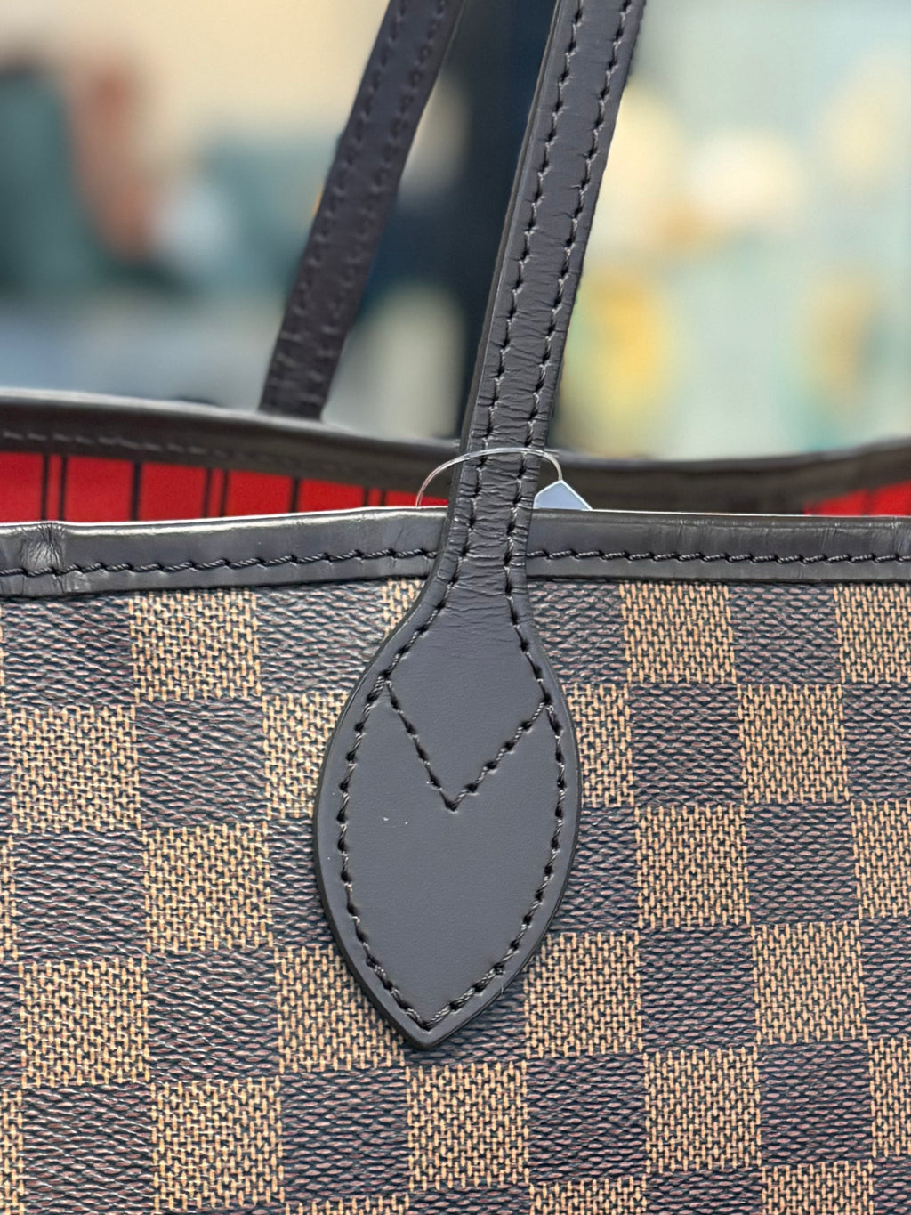SOLD! LOUIS VUITTON Damier Ebene Canvas Neverfull MM Tote Bag