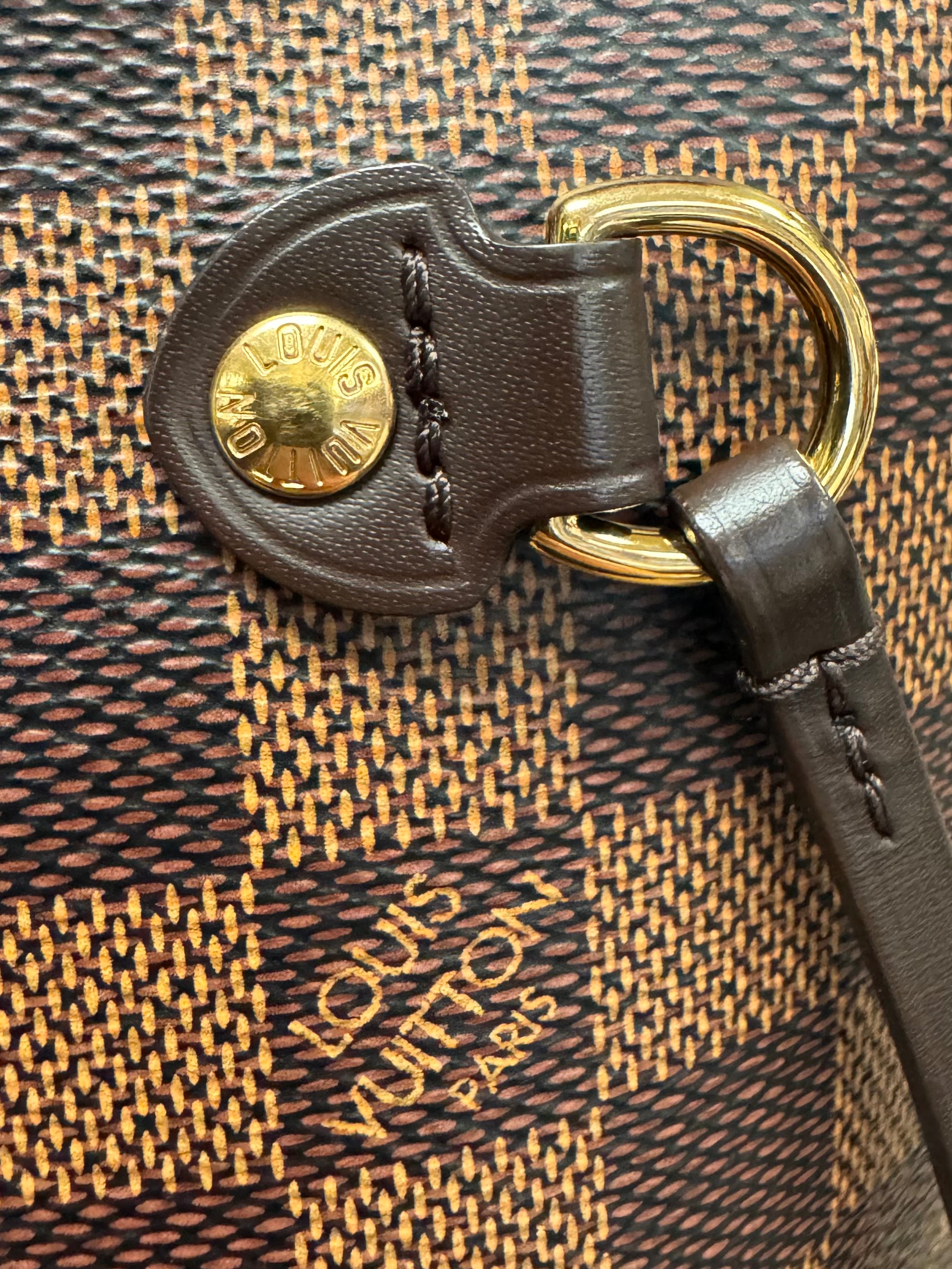 SOLD! LOUIS VUITTON Damier Ebene Canvas Neverfull MM Tote Bag