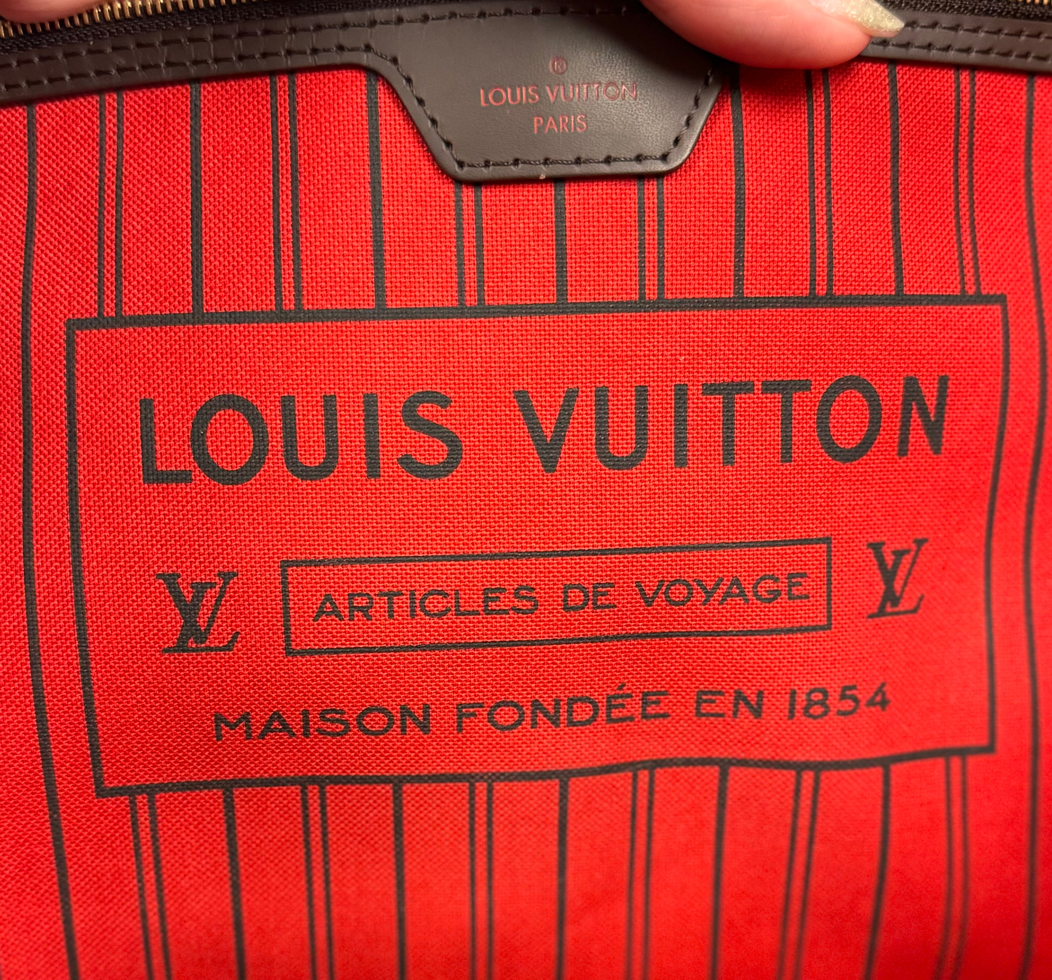 SOLD! LOUIS VUITTON Damier Ebene Canvas Neverfull MM Tote Bag