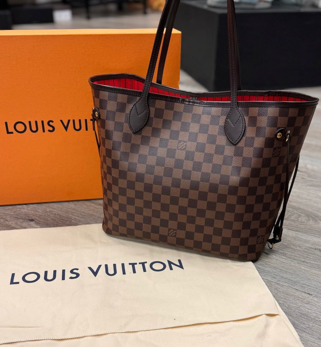 SOLD! LOUIS VUITTON Damier Ebene Canvas Neverfull MM Tote Bag