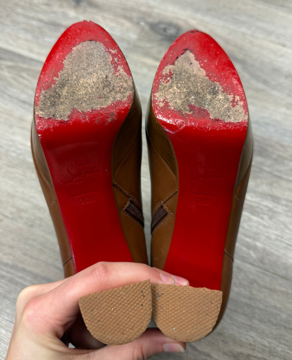 SOLD! Christian Louboutin Leather Janis Button Bootie Sz. 38 1/2