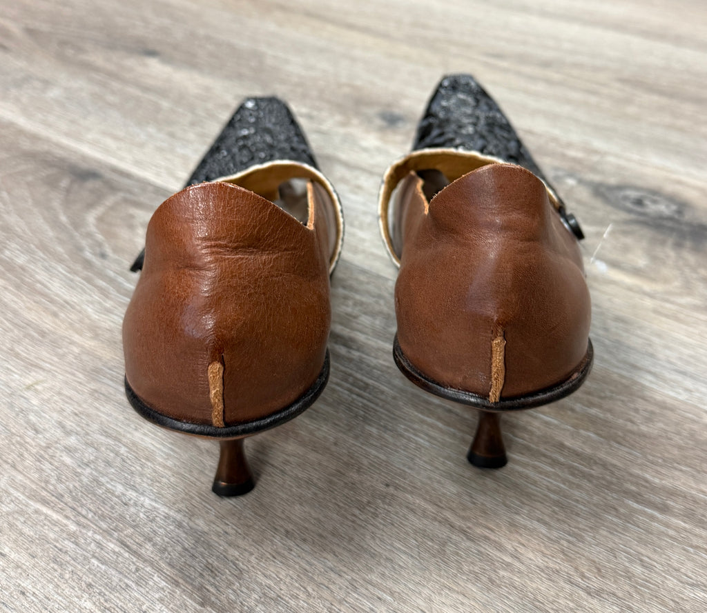 CYDWOQ 2-Tone Leather Heels (New) Sz. 41