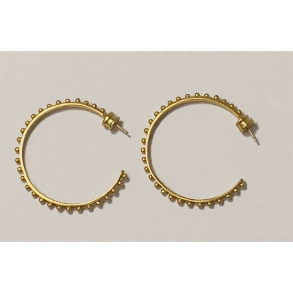 SOLD! JULIE VOS 24K Gold Plated Studded Hoop Earrings