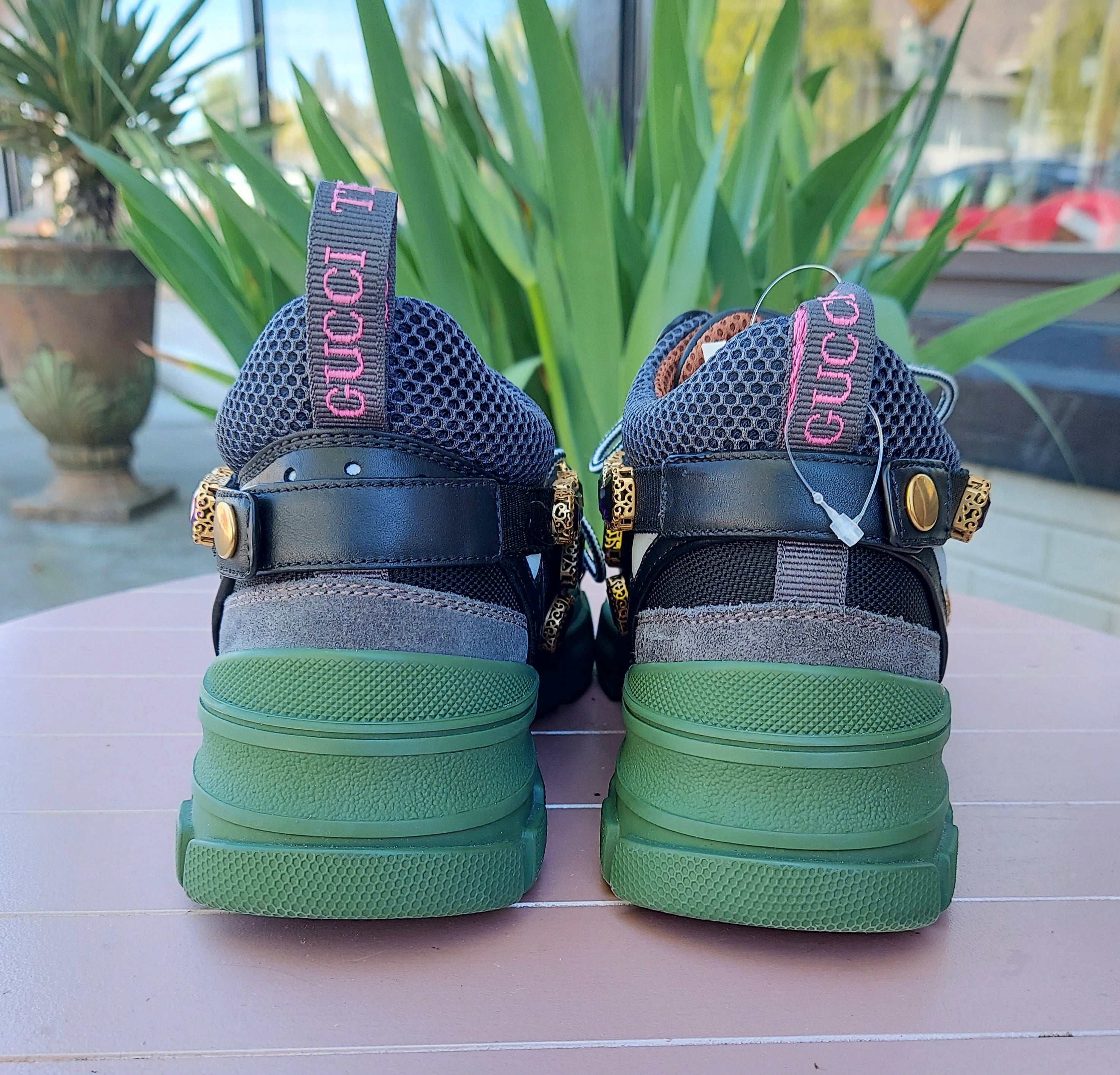 SOLD! GUCCI Flashtrek Sega Mesh Suede Removable Crystals Chunky Sneakers Sz. 38 w/ box
