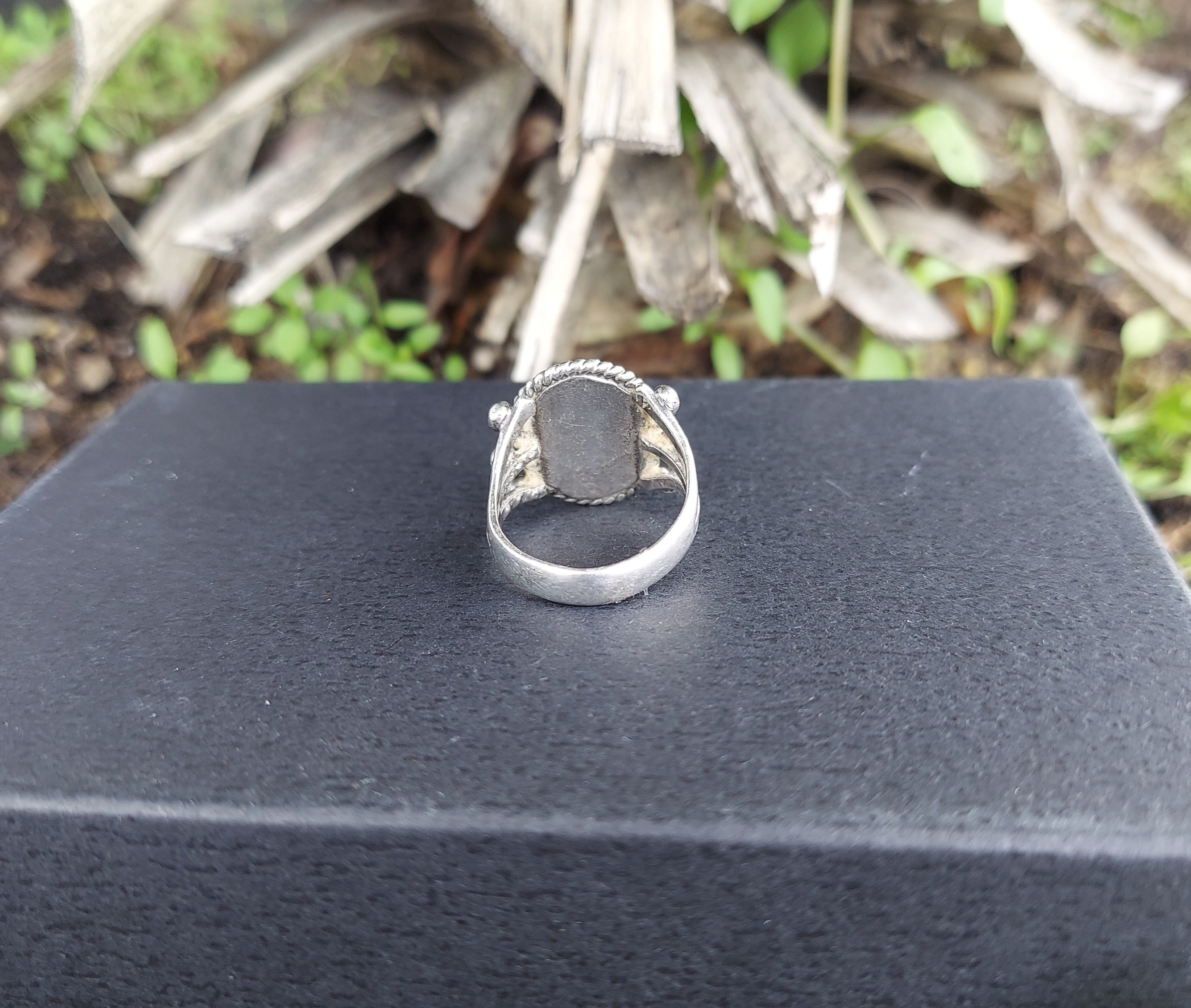 Rocky Mountain Turquoise Navajo Sterling Silver Split Shank Ring Sz. 7