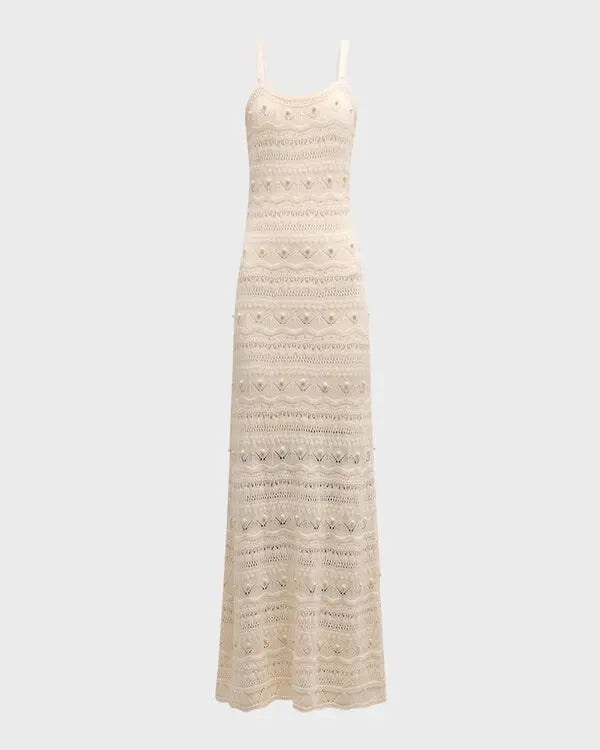 LA LIGNE Crochet Beaded Maxi Sleeveless Janice Dress Sz. Large