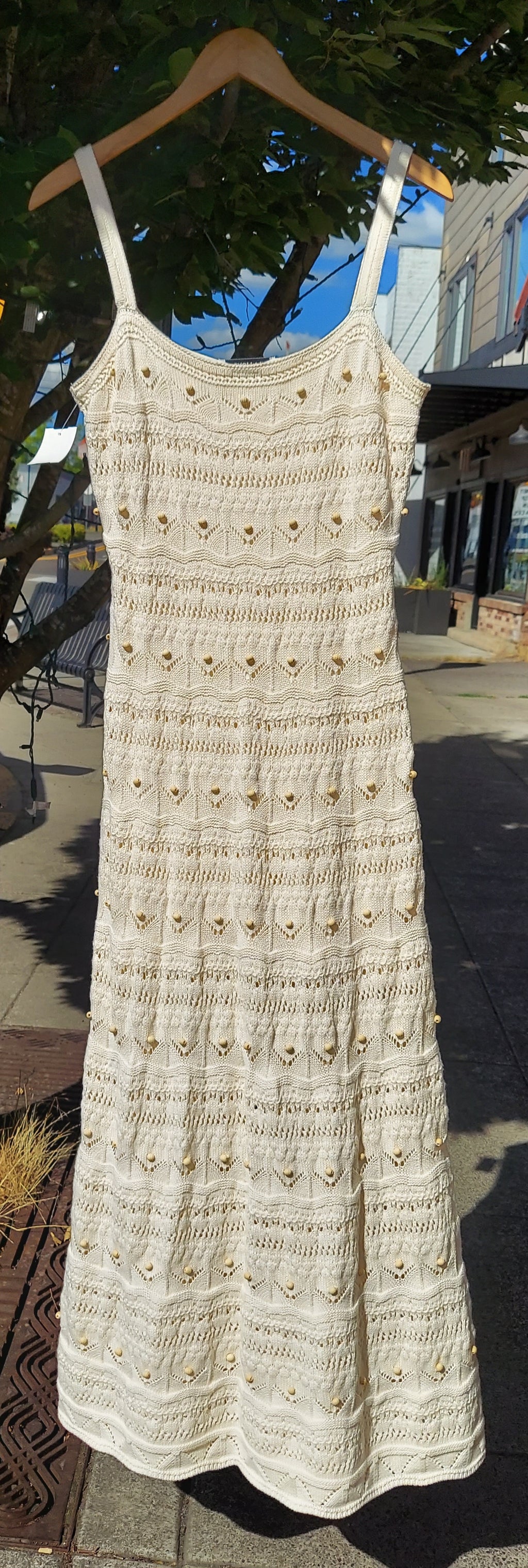 LA LIGNE Crochet Beaded Maxi Sleeveless Janice Dress Sz. Large