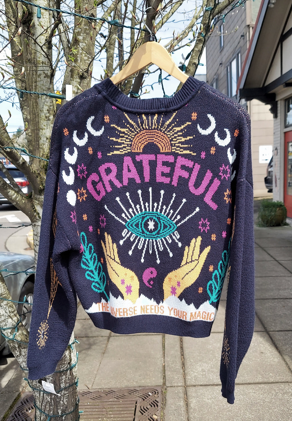 SOLD! Spiritual Gangster Grateful Soul Delaney Blue & Yellow Cardigan - Small