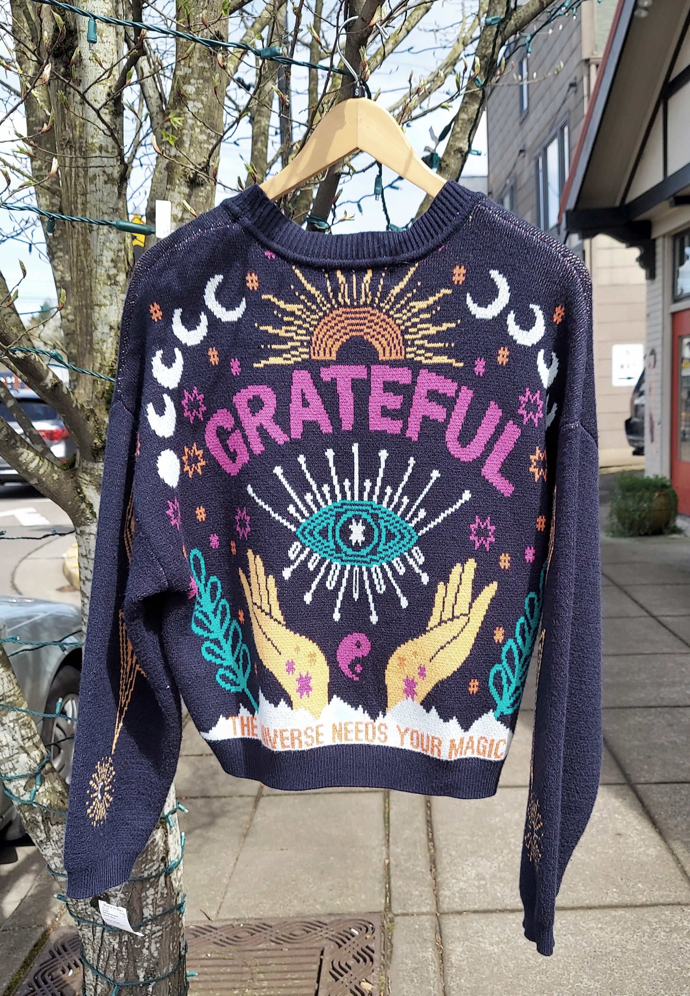 SOLD! Spiritual Gangster Grateful Soul Delaney Blue & Yellow Cardigan - Small