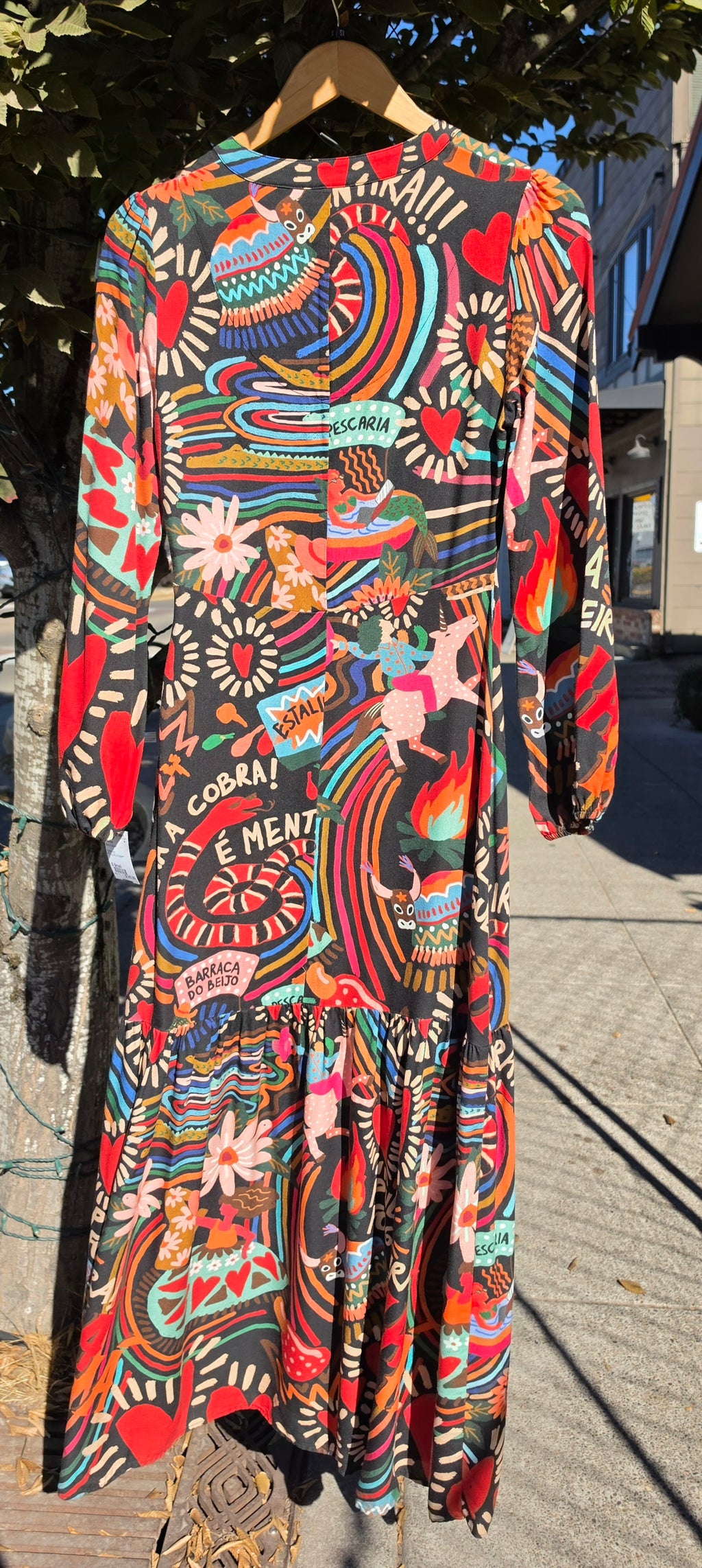 FARM RIO Baleares Black & Brown Multi-Color Maxi Dress Sz. X-Small