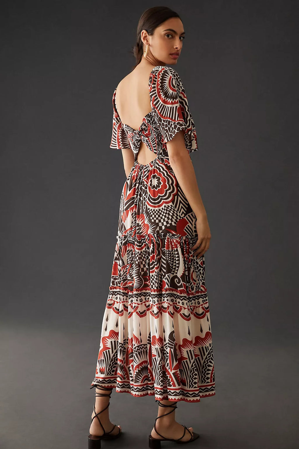 ANTHROPOLOGIE Tiered Maxi V-Neck Dress - XS
