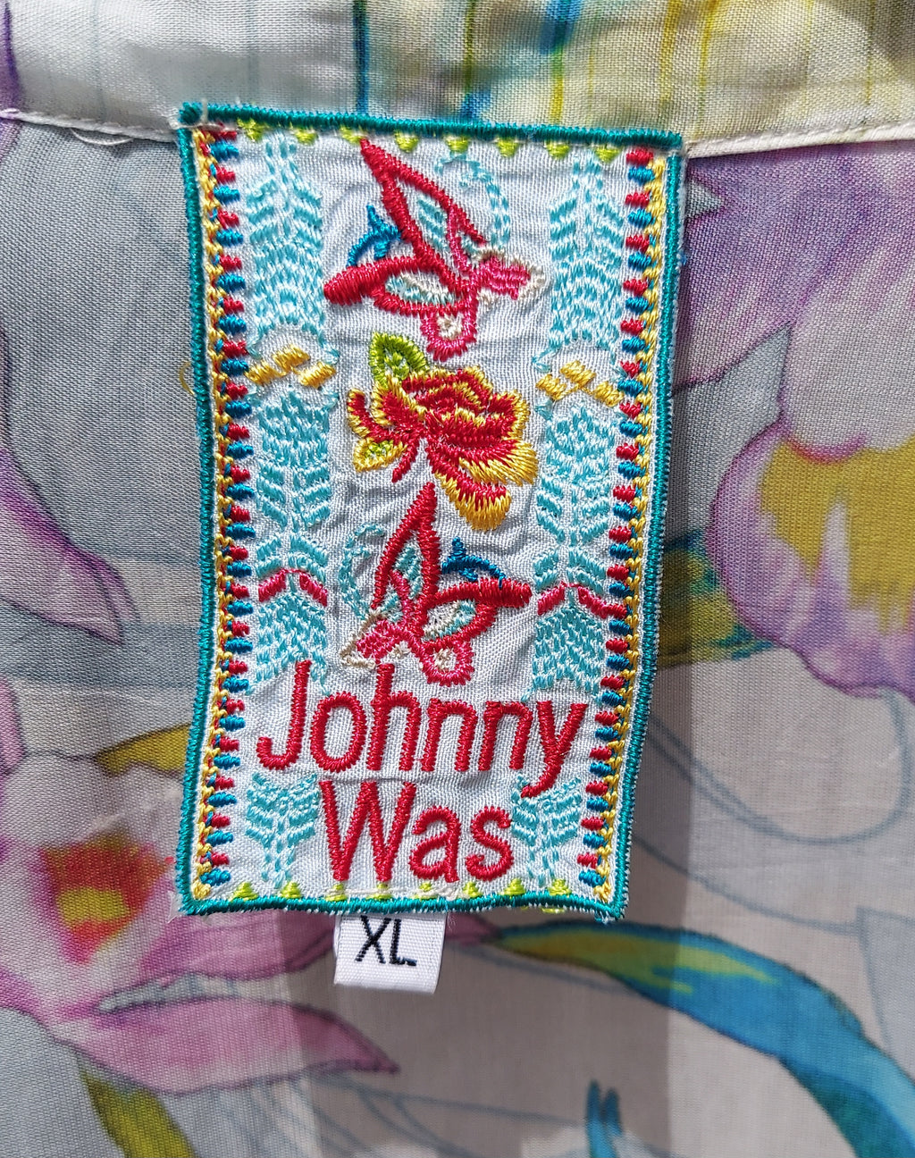 JOHNNY WAS Multi-Color Button Up Floral Sleeveless Tunic Sz. X-Large