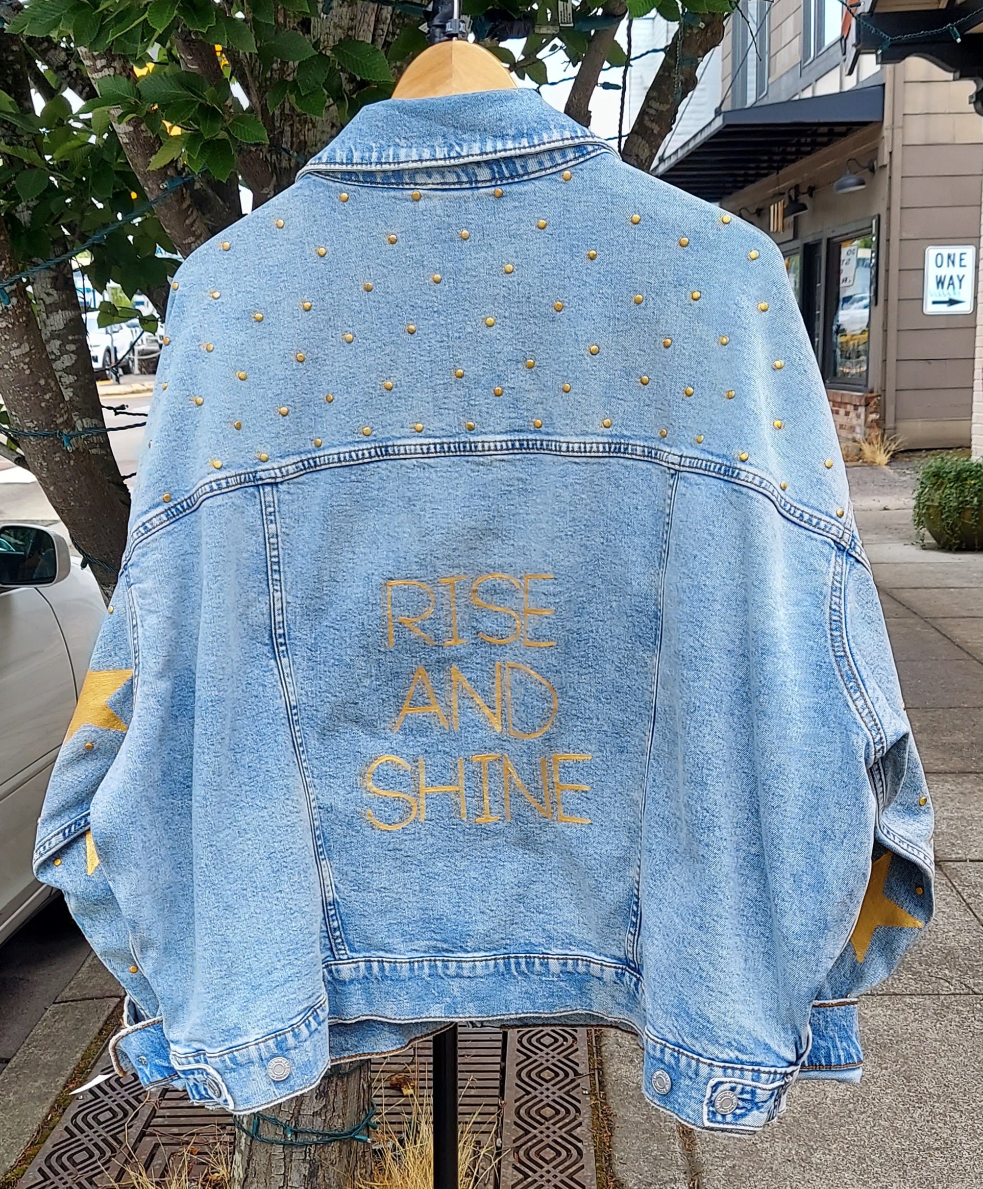 Mero_Karamelo_mx Hand-Painter Denim Star/Studded Jacket Sz. X-Large