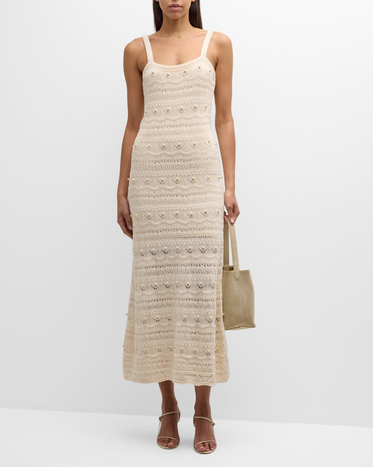 LA LIGNE Crochet Beaded Maxi Sleeveless Janice Dress Sz. Large