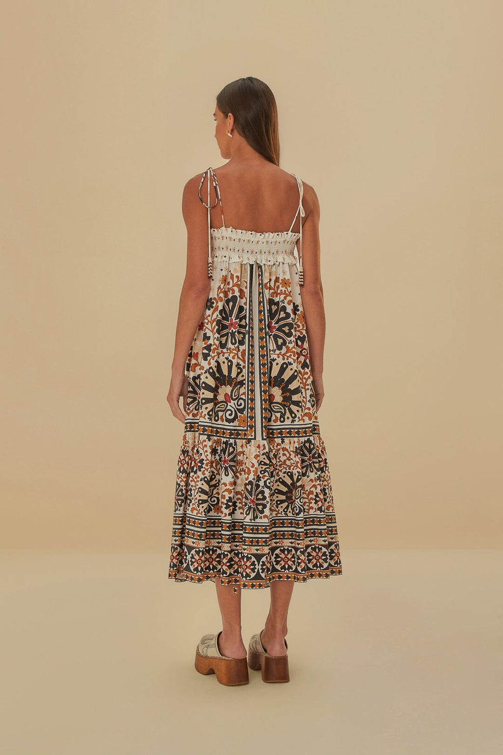FARM RIO Flower Fan Tapestry Midi Dress NEW! - Large