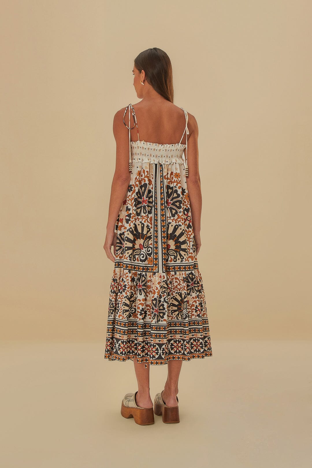 FARM RIO Flower Fan Tapestry Midi Dress NEW! - Large
