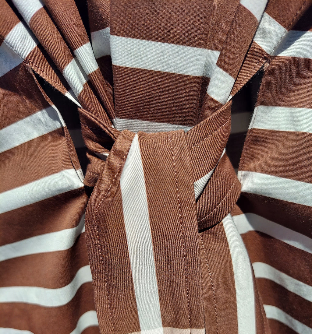 eleventy Striped Pleaded Back Sleeveless Belted Pocketed Dress Sz. 6