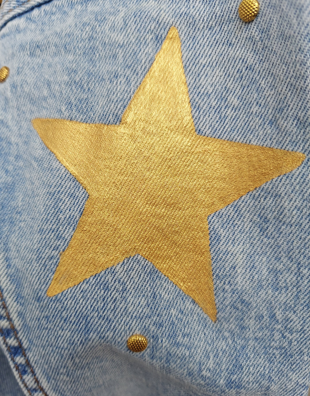 Mero_Karamelo_mx Hand-Painter Denim Star/Studded Jacket Sz. X-Large
