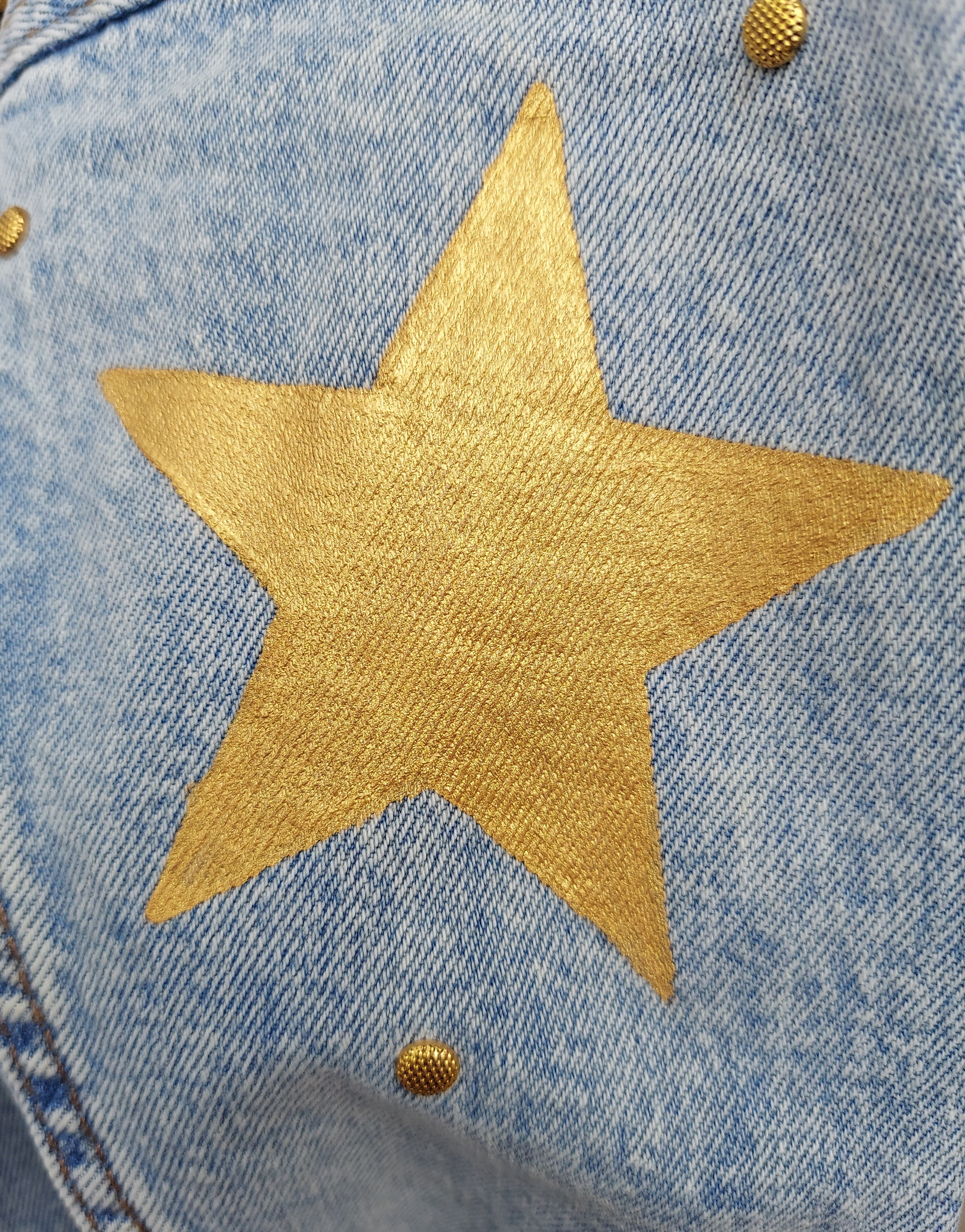 Mero_Karamelo_mx Hand-Painter Denim Star/Studded Jacket Sz. X-Large