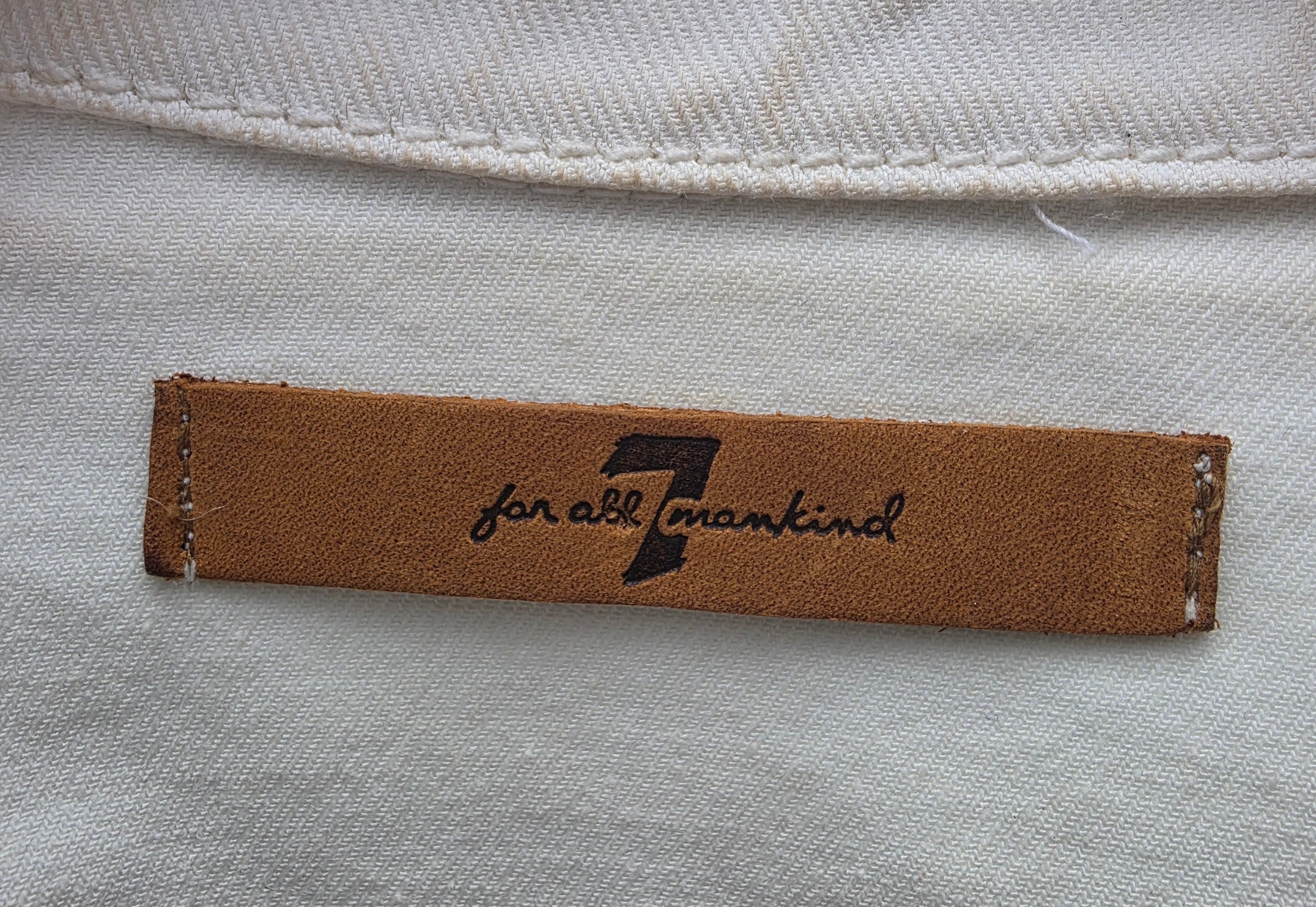 7 For All Mankind White Zip Jean Jacket Sz. Medium