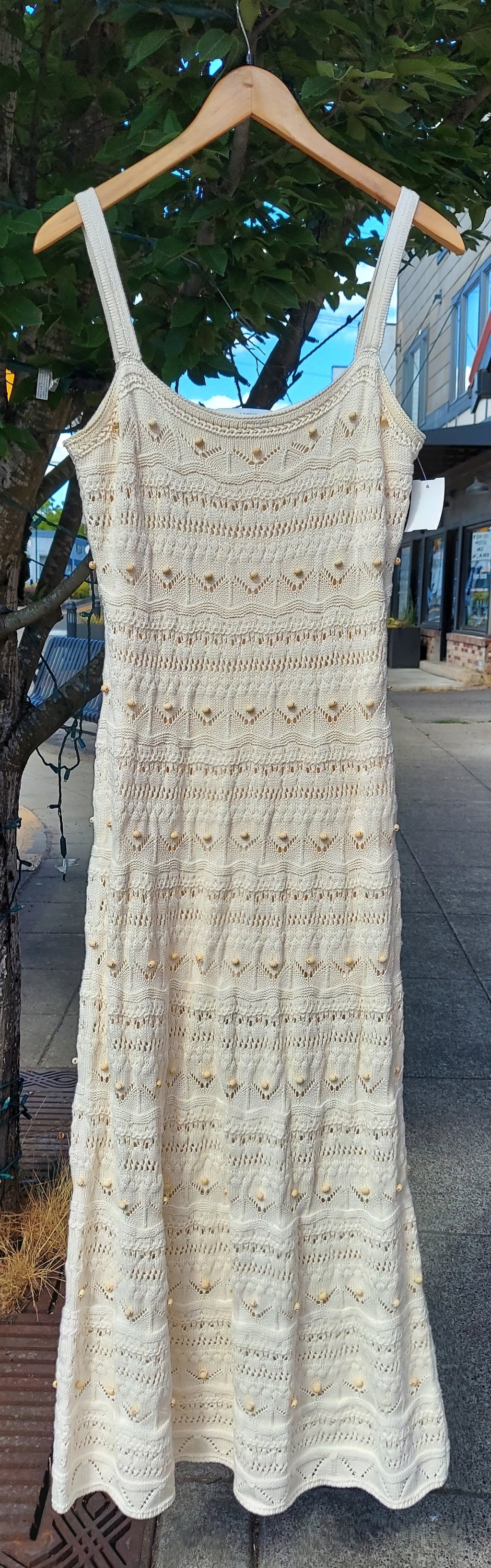 LA LIGNE Crochet Beaded Maxi Sleeveless Janice Dress Sz. Large