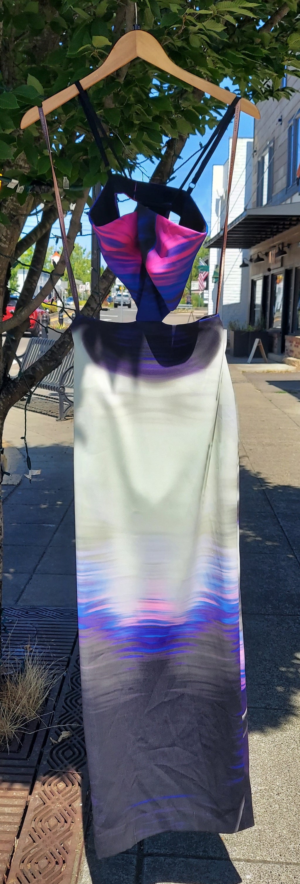 GABRIELA CADENA Blue & Pink Side Cutout Dress Maxi Dress Sz. 6
