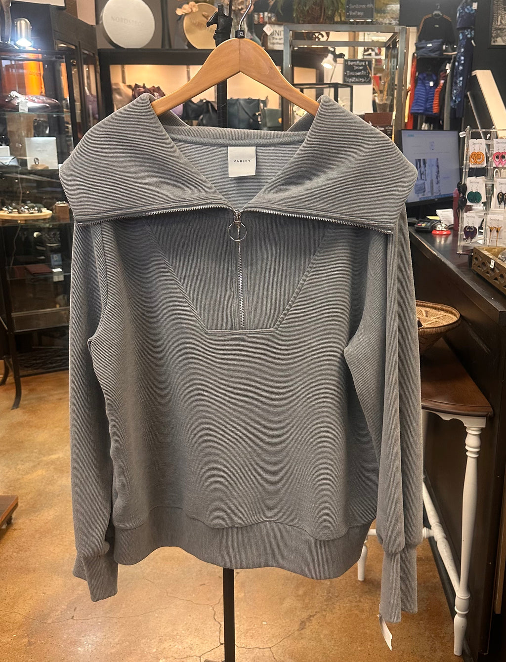 VARLEY Grey Half Zip Vine Funnel Neck Sweatshirt XL