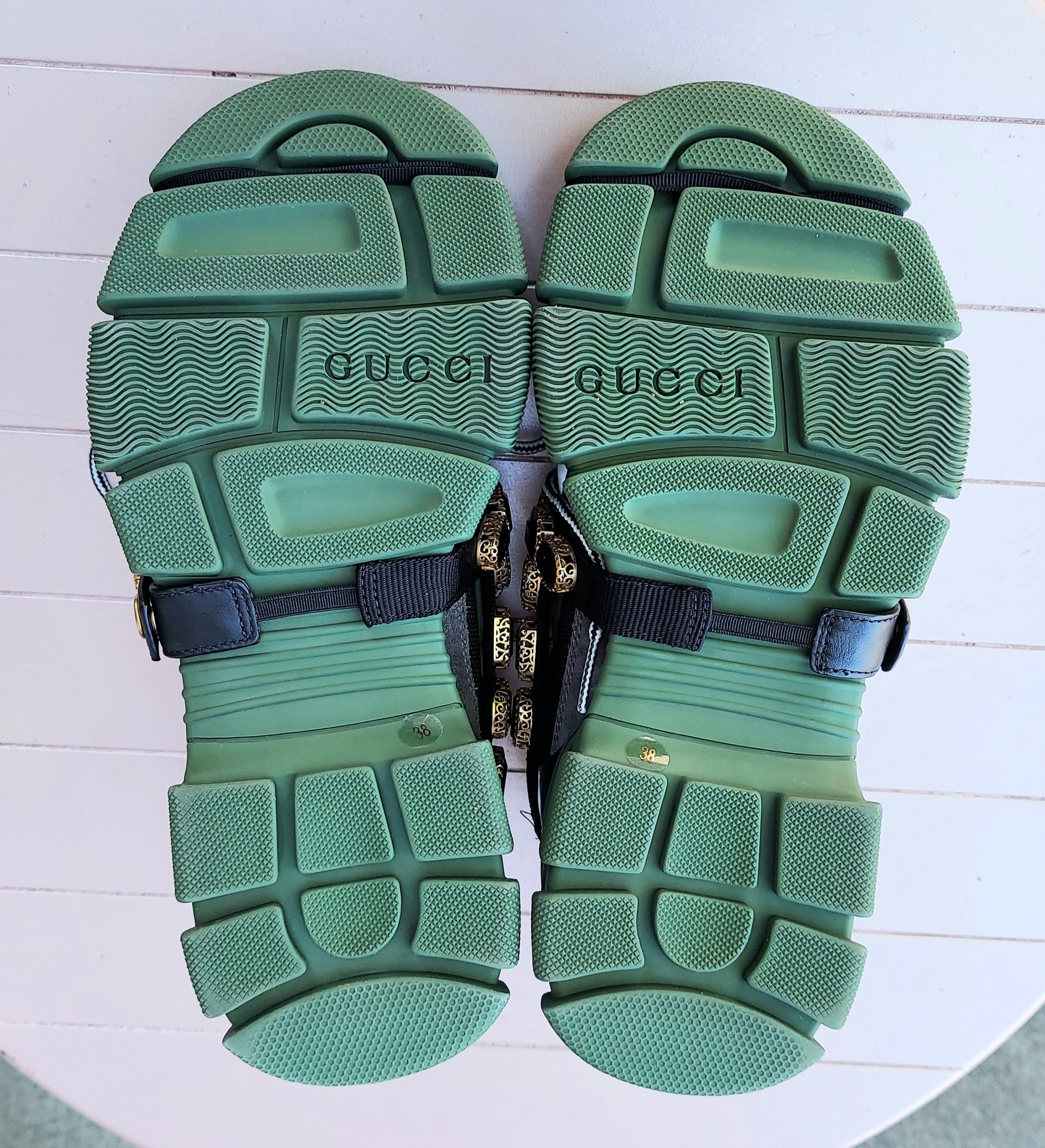 SOLD! GUCCI Flashtrek Sega Mesh Suede Removable Crystals Chunky Sneakers Sz. 38 w/ box