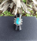 Rocky Mountain Turquoise Navajo Sterling Silver Split Shank Ring Sz. 7
