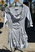 Zone Bleue PARIS 3/4 Sleeve Boho Gothic Ruffle Vintage Dress Sz. Small