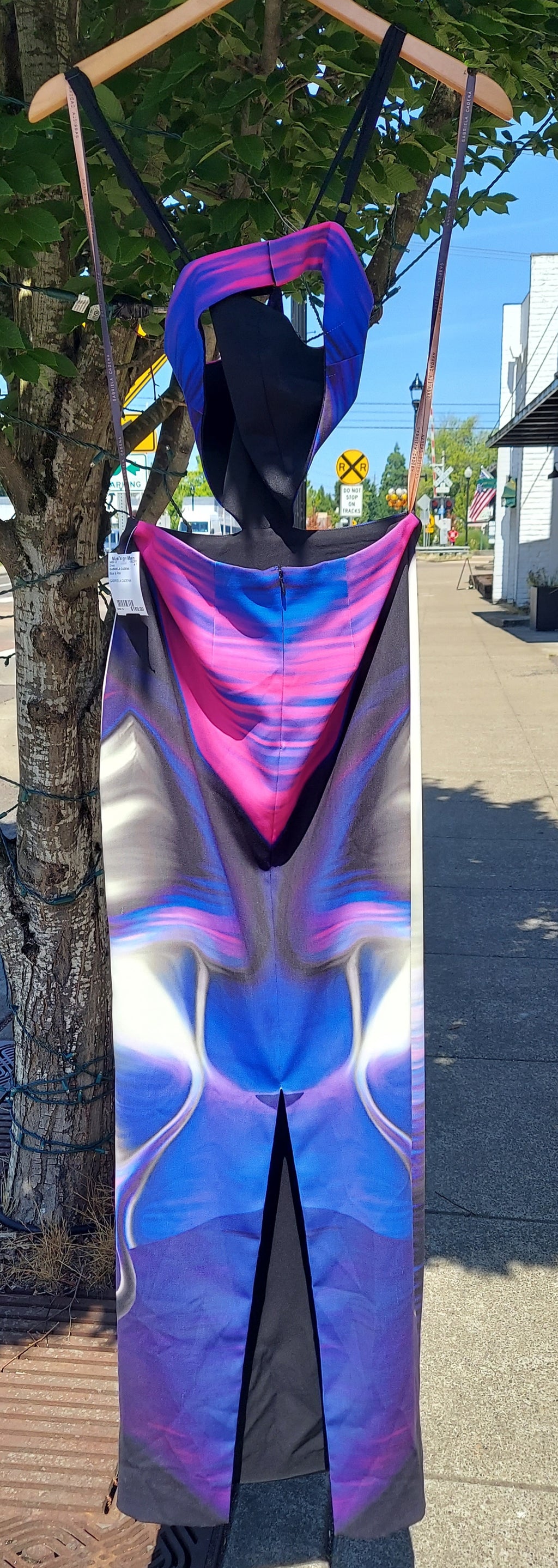 GABRIELA CADENA Blue & Pink Side Cutout Dress Maxi Dress Sz. 6