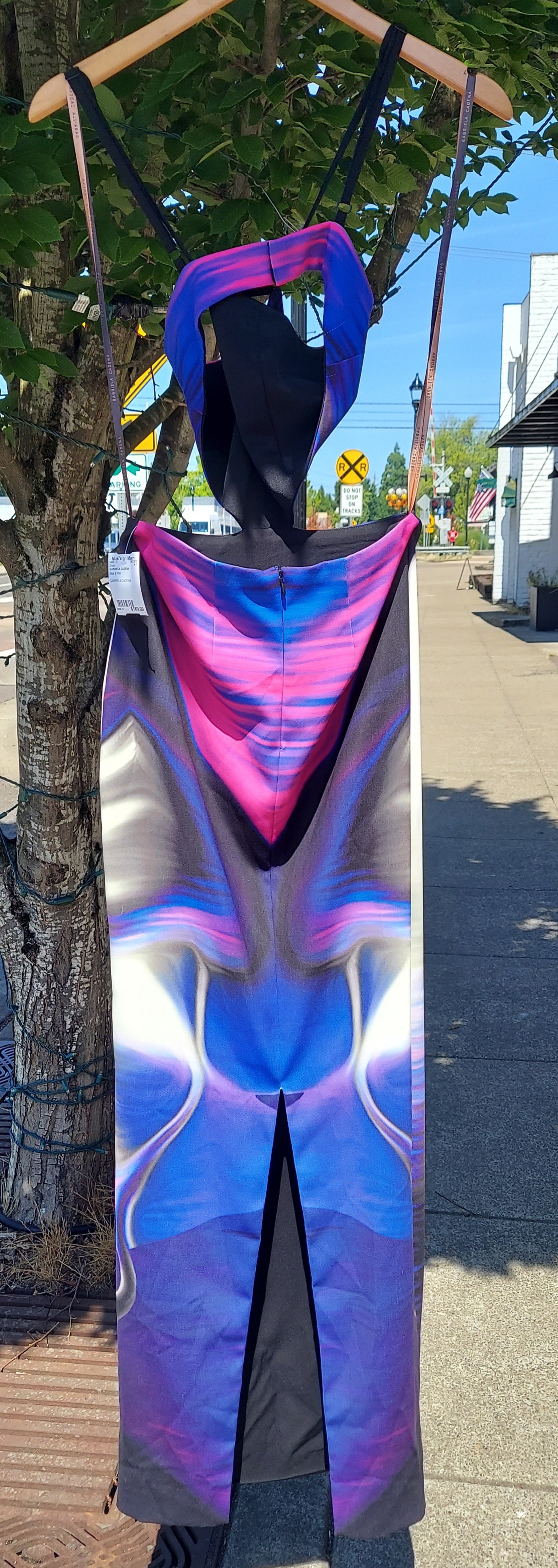 GABRIELA CADENA Blue & Pink Side Cutout Dress Maxi Dress Sz. 6