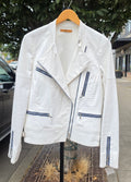 7 For All Mankind White Zip Jean Jacket Sz. Medium