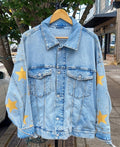 Mero_Karamelo_mx Hand-Painter Denim Star/Studded Jacket Sz. X-Large