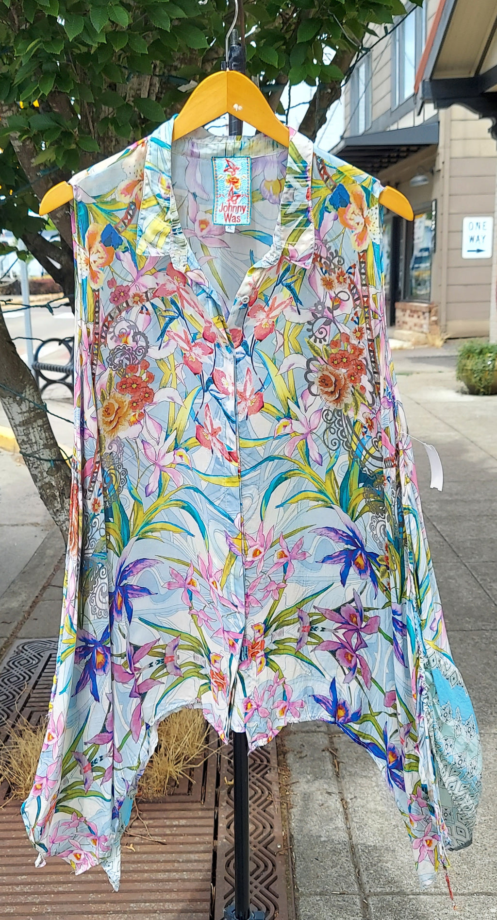 JOHNNY WAS Multi-Color Button Up Floral Sleeveless Tunic Sz. X-Large
