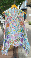 JOHNNY WAS Multi-Color Button Up Floral Sleeveless Tunic Sz. X-Large